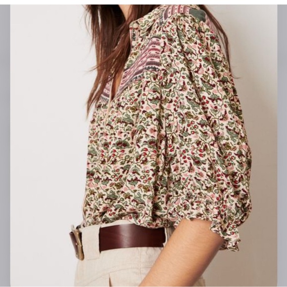 ba&sh Tops Bash Chemise Mel Floralprint Crepe Blouse Size Us